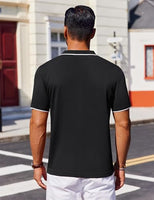 
              COOFANDY Mens Collared Shirts Short Sleeve Polo Shirts for Men Basic Fashion Retro 70S Shirt Black
            
