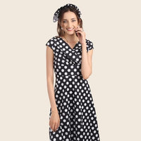 
              MissShorthair 50s Chiffon Scarf Sheer Square Neck Head Scarf for Women, A Black & White Dot
            