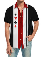 
              Ecosunny Poker Shirts for Men Short Sleeve Geometric Print Bowling Casual Button Down Collar Shirt
            