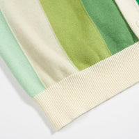 
              OXKNIT Men's Knitted Poloshirt, 1960s Mod Style Retro Gradient Green Stripes Cotton Cardigan Polo with Button
            