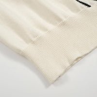 
              OXKNIT Mens White Apricot 60s V-Neck Polo Shirt Rhombic Pattern Knit Golf Polo
            
