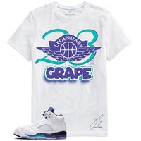 
              Shirt to Match 5 Grape/Purple/Teal, 23 Wing Sneaker Graphic Tee, Best Gift, Birthday, Mens Clothing, Unisex (White, 2XL)
            