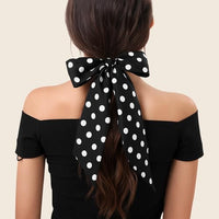 
              MissShorthair 50s Chiffon Scarf Sheer Square Neck Head Scarf for Women, A Black & White Dot
            