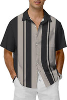
              KYKU Bowling Shirt Short Sleeve Button Down Men Vintage Shirt 1950s Men's Clothing Grey XL
            