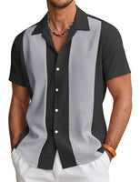 
              COOFANDY Men's Retro 50s Bowling Shirts Casual Button Down Short Sleeve Hawaiian Shirts Black Dark Gray
            