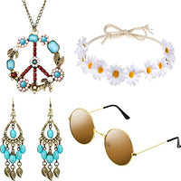 
              Hicarer 4 Pcs 70s Hippie Accessories for Women Party Costume,White
            
