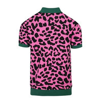 
              OXKNIT Men's Knitted Retro Poloshirt, 1960s Mod Style Vintage Short Sleeve Shirt with Animal Pattern Rose Red
            
