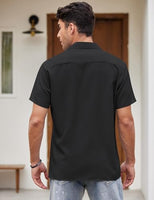 
              COOFANDY Men's Retro 50s Bowling Shirts Casual Button Down Short Sleeve Hawaiian Shirts Black Dark Gray
            