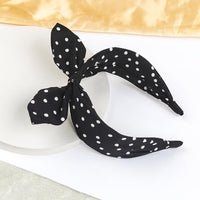 
              BYNYTO Black Polka Dot Bow Headbands for Women and Girls, Non-Slip Cute Bandana Hairband, Flexible Bunny Ear Wide Knotted Hair Hoop, Halloween Costume Retro 50s Hair Accessories
            