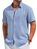 
              COOFANDY Men's Cuban Guayabera Shirts Button Down Short Sleeve Linen Shirt
            