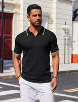 
              COOFANDY Mens Collared Shirts Short Sleeve Polo Shirts for Men Basic Fashion Retro 70S Shirt Black
            