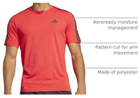 
              Adidas Men's Train Essentials 3-Stripes Training T-Shirt, Pure Ruby/Black, Large
            