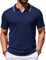 
              COOFANDY Mens Collared Shirts Short Sleeve Polo Shirts for Men Basic Fashion Retro 70S Shirt Navy Blue
            