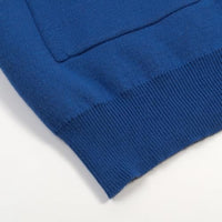 
              OXKNIT Men's Knit Short Sleeve Shirts Vintage Tiger Pattern Knitted Polo Shirt Blue Cotton Polo with Zipper and Pocket
            