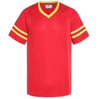 
              Pullonsy Retro Red Football Jerseys for Men Unisex 70s 80s 90s 00s 10s Classic Mesh Shirts Workout Fitness Outfits Cool Tops Yellow Stripe-Red Jersey,Men Size X-Large
            