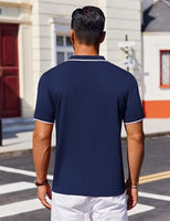 
              COOFANDY Mens Collared Shirts Short Sleeve Polo Shirts for Men Basic Fashion Retro 70S Shirt Navy Blue
            