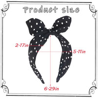 
              BYNYTO Black Polka Dot Bow Headbands for Women and Girls, Non-Slip Cute Bandana Hairband, Flexible Bunny Ear Wide Knotted Hair Hoop, Halloween Costume Retro 50s Hair Accessories
            