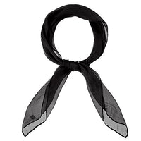 
              MissShorthair 50s Chiffon Scarf Sheer Square Neck Head Scarf for Women, B Black
            