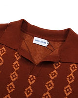 
              OXKNIT Men's Dark Brown Knit Polo Shirt 1960s Mod Style Vintage Shirts V-Neck Golf Polo T Shirts
            