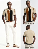 
              PJ PAUL JONES Mens Polo Shirts Short Sleeve Vintage Knit Polo Casual Collared Business Dress Shirt Apricot L
            