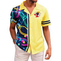 
              Hawaiian Bowling Shirts Men Retro Funny Sport Bowler Shirt Beach Summer Tee Tropical Vacation Button Down Short Sleeve Tops Yellow
            