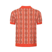 
              OXKNIT Men's Polo Shirts 60s Vintage Shirts Knitted Retro Polo Shirts Short Sleeve V-Neck Summer Shirt Grey-red
            
