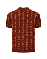 
              OXKNIT Men's Dark Brown Knit Polo Shirt 1960s Mod Style Vintage Shirts V-Neck Golf Polo T Shirts
            