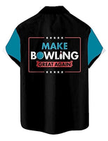 
              Mens Bowling Shirt Vinatge Holiday Leisure Retro Bowling Element Alphabet Pattern Hawaiian Style Printed Shirt Blue1 XL
            