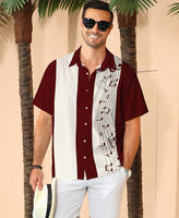 
              KYKU Mens Retro Bowling Shirts 50s Costume Men Shirt Short Sleeve Button Up Casual Wine Red 3X-Large
            