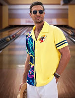 
              Hawaiian Bowling Shirts Men Retro Funny Sport Bowler Shirt Beach Summer Tee Tropical Vacation Button Down Short Sleeve Tops Yellow
            