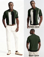 
              PJ PAUL JONES Knit Polo Shirts for Men Short Sleeve Retro Stripe Polo 70s Casual Golf Shirt Summer Beach Tops Green M
            