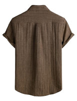 
              LucMatton Men's Vintage Bohemian Short-Sleeve Button-Down Shirt Casual Regular-Fit Striped Textured Summer Beach Tops Brown XX-Large
            