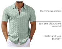 
              COOFANDY Casual Mens Woven Knit Shirt Short Sleeve Retro 70S Polo Shirts
            