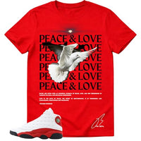 
              Shirt to Match 13 Chicago/True Red, Peace Shoe Coordinating Graphic Tee, Best Gift, Mens Clothing, Unisex Tops (US, Alpha, Large, Regular, Regular, Red)
            
