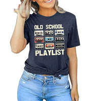 
              MYCHTE Retro 80s Tshirt for Women Cassette Tape Music Old School Playlist Shirt(XXL, Blue)
            