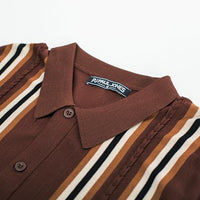 
              PJ PAUL JONES Mens Vintage Button Down Knitted Polo Shirt Dark Coffee L
            