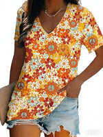 
              QIXYN Women Hippie Shirt 60s 70s Peace Love Tie Dye Tshirt Hippie Style Top
            