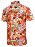 
              70s Outfits for Men Short Sleeve Mens 70s Disco Hippie Floral Shirt Retro Costume Funny Golf Polo Shirts for Men
            