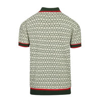 
              OXKNIT Knit Polo Shirt for Men, Retro Rose and Texture Green Shirt Quarter Button Down Short Sleeve Men's Clothing
            