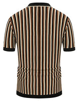 
              Old Men Striped Knit Polo Shirts Regular Fit 1970s Retro Shirt Casual Collared Italian Stylish Polos Short Sleeve Tops Black-Coffe
            