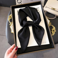 
              CHUNG Women's Scarf Satin Solid Color Fashion Girls Scarves bandana 50s Retro Emulation Silk Handbag Hair Ribbons Handkerchief Necktie Square 27.5",Black
            