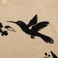 
              OXKNIT Men's Knit Short Sleeve Shirts 1960s Vintage Bird and Plant Pattern Khaki Cotton Polo Shirt with Quarter Button
            