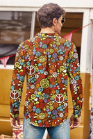
              Men Carnival Floral Shirt 70s Flower Button Shirt Long Sleeve Dress Shirt Retro Paisley Geometric Collared Shirt XL
            