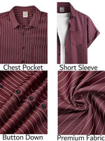 
              Hardaddy Men's Casual Striped Shirts Button Down Short Sleeve Blouse Summer Hawaiian Shirt Burgundy XXL
            