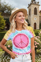 
              YHHR Women 70s Hippie Costume Tie Dye T-Shirt Peace Love Graphic Tee Tops
            
