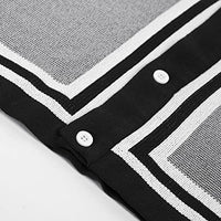 
              Men's Retro Polo Shirts Vintage Stripes Lapel Collar Knit Shirts Black S
            