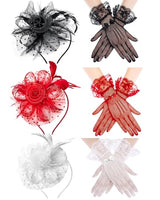 
              Bnsikun 50s Fascinators Hat Set for Women Tea Party Headwear Lace Bowknot Gloves Pearl Jewelry Set Wedding Cocktail (Black)
            
