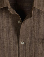 
              LucMatton Men's Vintage Bohemian Short-Sleeve Button-Down Shirt Casual Regular-Fit Striped Textured Summer Beach Tops Brown XX-Large
            