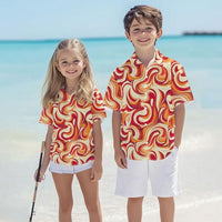 
              70s Boys Funny Hawaiian Shirt Retro Pattern Beach Tropical Short Sleeve Holiday Aloha Shirt Tropical Beach Party Kids Tops Orange
            