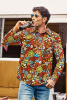 
              Men Carnival Floral Shirt 70s Flower Button Shirt Long Sleeve Dress Shirt Retro Paisley Geometric Collared Shirt XL
            